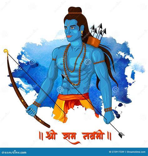 Ilustração Vetorial Do Lord Rama Com Mensagem No Hhindi Shri Ram Navami