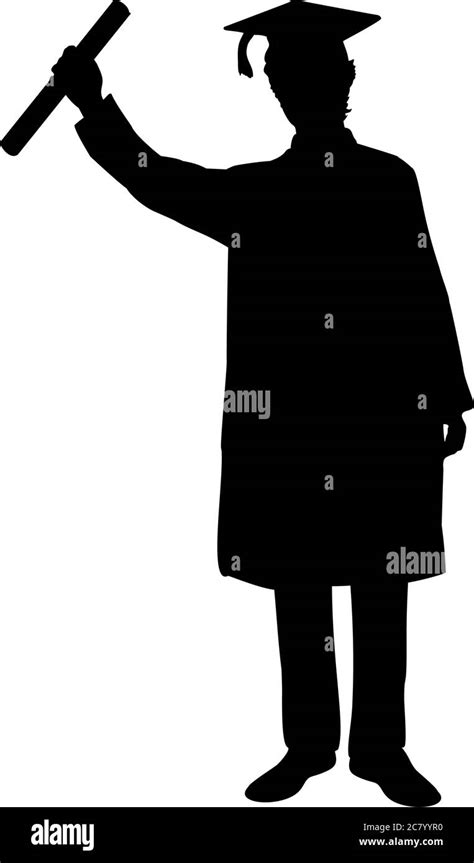 Silhouette Of Happy Graduate Young Man Stock Vector Image And Art Alamy