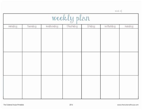 Monday Through Friday Schedule Template Unique Week Calendar Template
