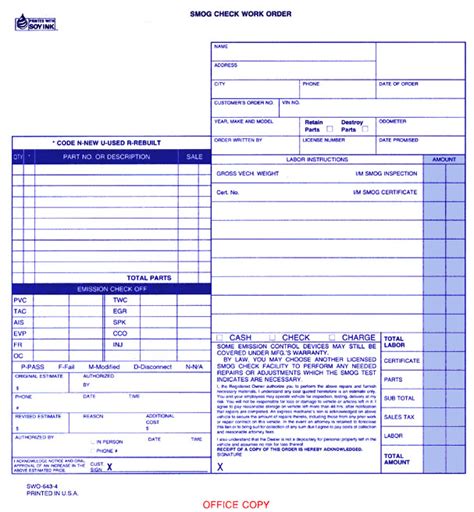 Emission And Smog Control Forms
