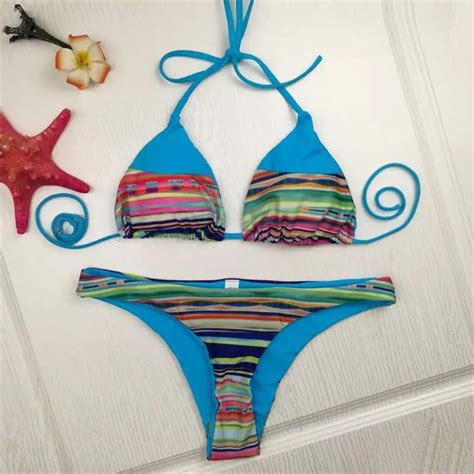 Buy New Popular Women Sexy Swimwear Bikinis Set Lady Girls Strappy Blue Rainbow