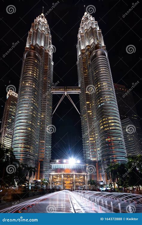 Petronas Towers At Night Kuala Lumpur Malaysia Editorial Stock Photo