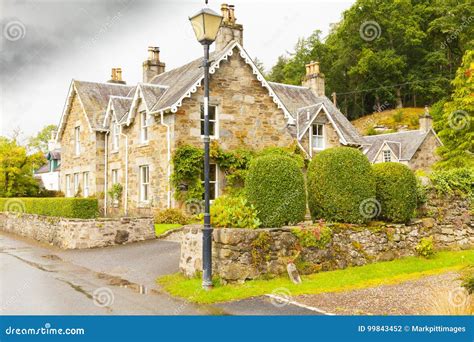 A Typical Scottish Brick And Stone House Fortingall Scotland Stock