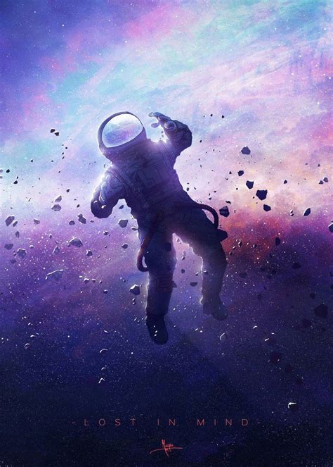 Astronaut Floating Space Metal Poster Marfat Fattemi Displate