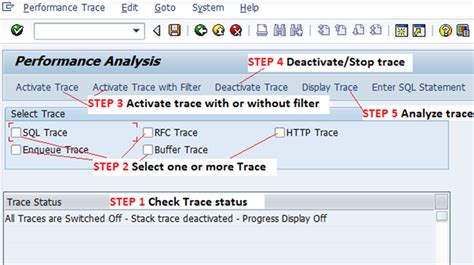 How To Run Sap Transaction St05 To Trace A Sap Program Execution And