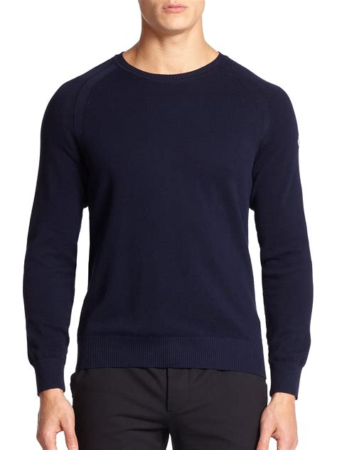 Moncler Raglan Sleeve Crewneck Sweater In Blue For Men Lyst