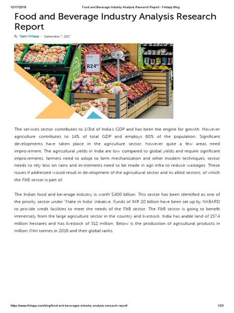It is also the 39th largest economy in the world. Food and Beverage Industry Analysis Research Report ...