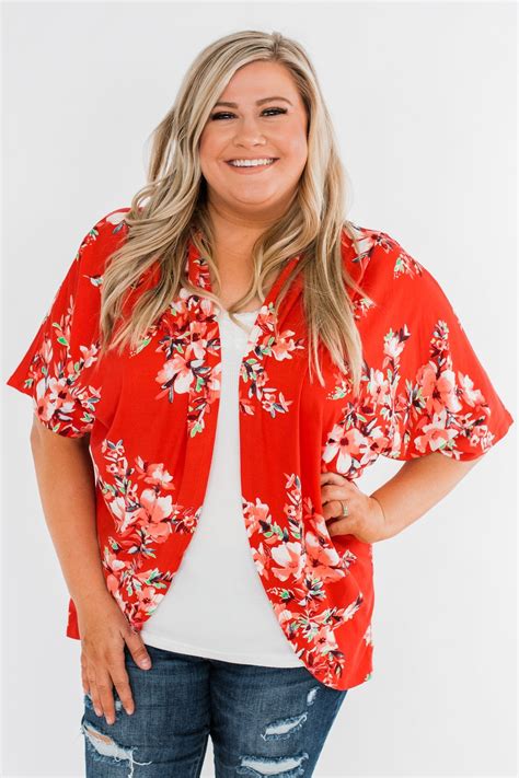 Never Been Better Floral Kimono Scarlet Red The Pulse Boutique