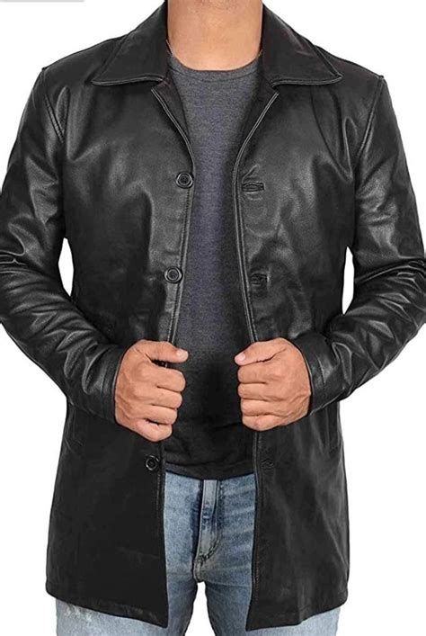 Black Leather Coats For Men Brown Real Lambskin Mens Leather Etsy Uk