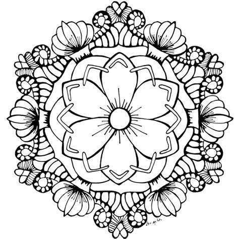 (adult coloring, flower patterns, stress relieve) (coloring. Flower Mandala Coloring Pages | Flower coloring pages ...
