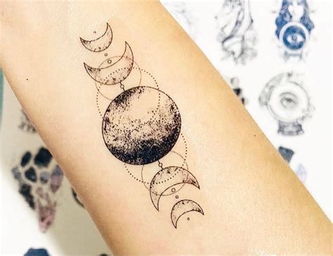 Moon Phases Temporary Tattoos Set Of In Tattoo Set