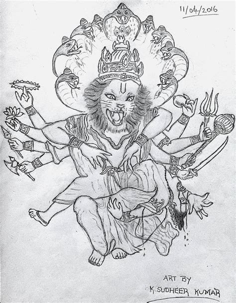 Lord Narasimha Killing Hiranyakashipu By Nanirockson23 On Deviantart