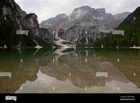 Lago Di Braies Stock Photo Alamy