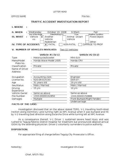 Traffic Accident Form Professionally Designed Templates