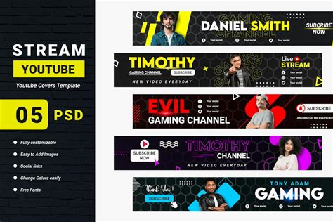 Streaming Channel Youtube Banner Template Graphic Templates Envato