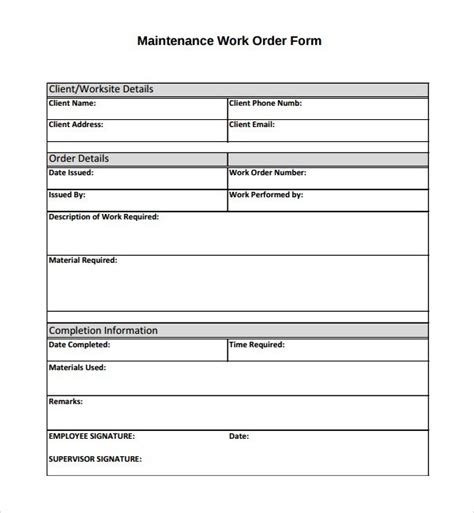 Maintenance should be observed on weekly, biweekly, monthly and on annual basis and enlist all 9+ excel workout templates. 40+ Work Order Template Free Download WORD, EXCEL, PDF