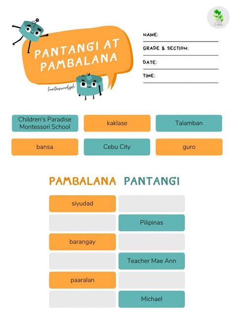 Pantangi At Pambalana Filipino Lesson And Worksheet 51 Off