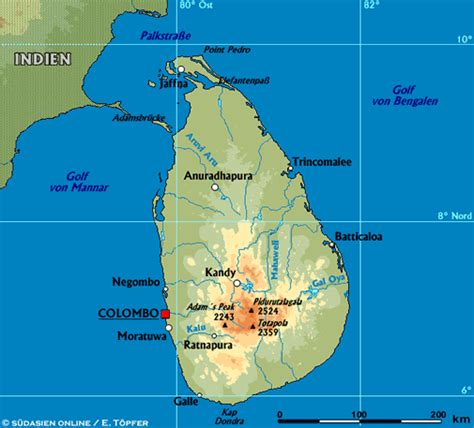 Northern province sri lanka's northernmost province includes the jaffna peninsula, the capital city is jaffna with a population of about 90,000 inhabitants. Karte von Sri Lanka