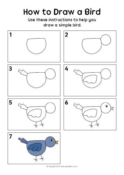 I draw two rounded shapes for the bird's head and body. (2016-06) ... en fugl (With images) | Art drawings for ...