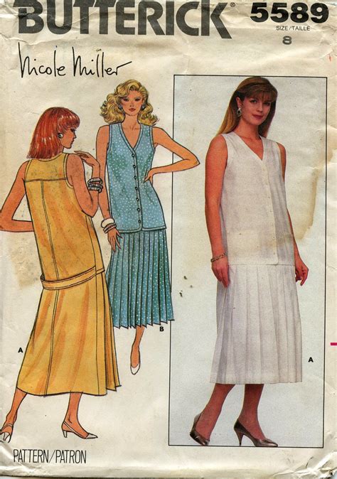 Butterick Sewing Pattern 5589 Misses Drop Waist Pleated Etsy