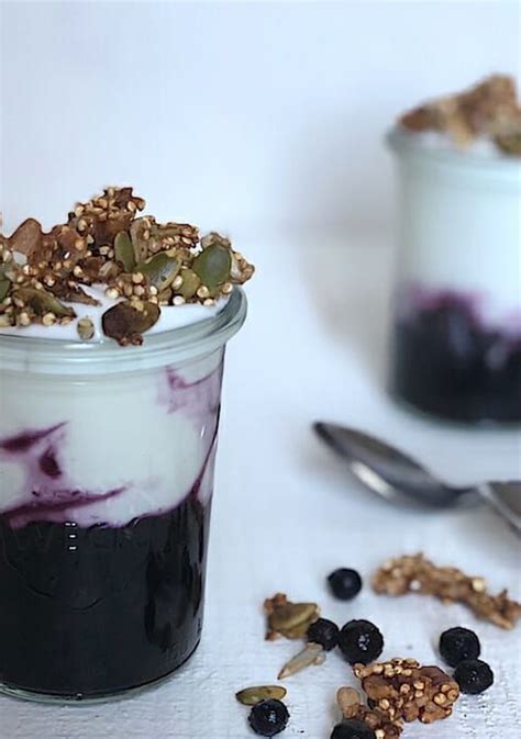 Wild Blueberry Yogurt Parfait With Maple Seed Brittle Moms Kitchen