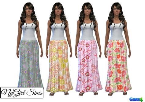 Nygirl Sims 4 Ts3 Patterned Maxi Skirts