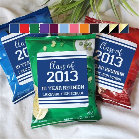 Personalized Class Reunion Stickers Chip Snack Bag Labels Etsy