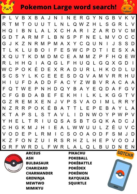 Pokemon Free Printable Word Search Pokemon Word Search Word Search