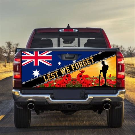 Remembrance Day Lest We Forget Truck Tailgate Decal Sticker Wrap