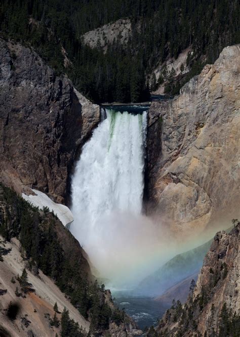 Rainbow In The Mist Lower Falls Of The Yellowstone River Yellowstone