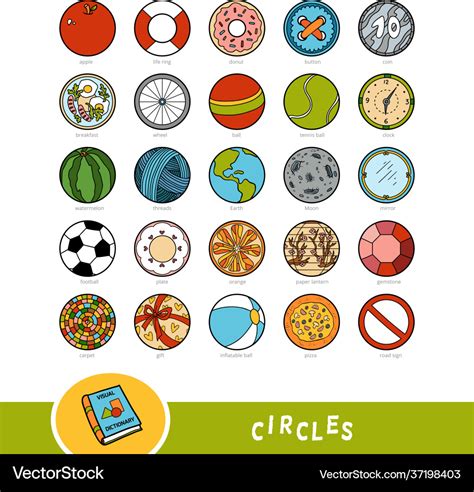 Colorful Set Circle Shape Objects Visual Vector Image