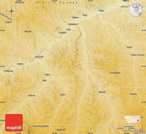 Physical Map Of Custer County