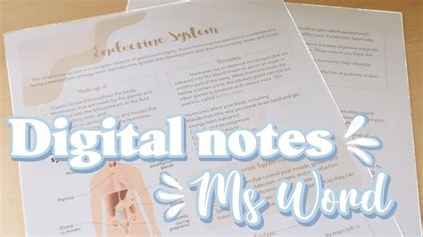Digital Notetaking Using Msword I How To Make Aesthetic Notes In