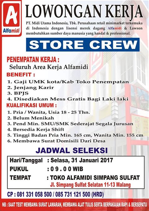 Site manager pt gunbuster nickel industry. Lowongan Kerja PT Alfamidi Malang Tahun 2017 - Lowongan ...