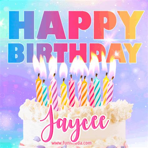 Animated Happy Birthday Cake With Name Jaycee And Burning Candles