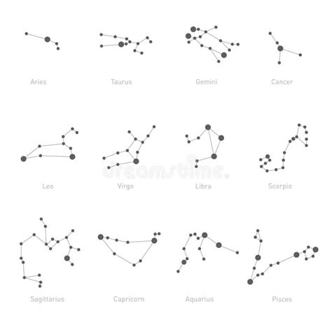 Zodiac Constellations Set Space And Stars Stock Vector Illustration