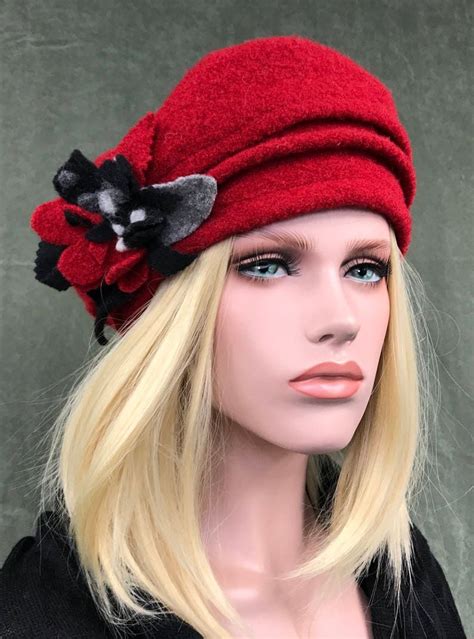 Red Berets Wool Berets Wool Winter Winter Cap Flower Hats Winter