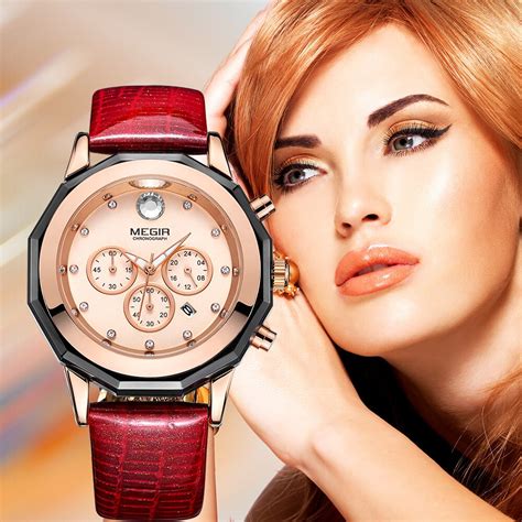 women watches women luxury brand chronograph gold watch montre femme leather quartz watch female