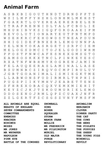 Animal Farm Word Search By Sfy773 Teaching Resources