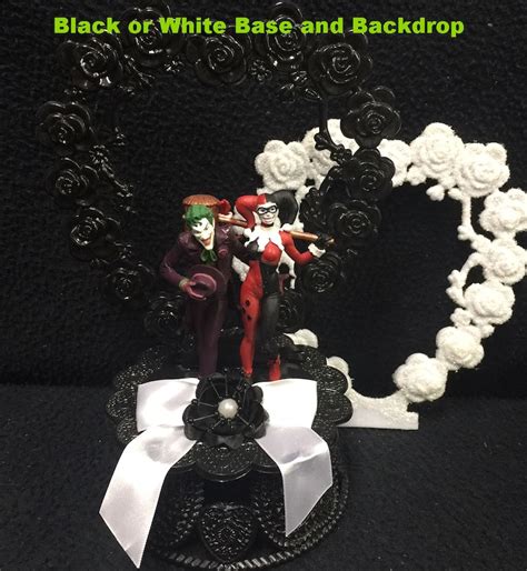 Joker And Harley Quinn Dc Comic Wedding Cake Topper Funny Hero Etsy