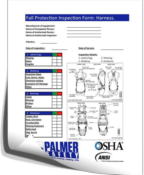 Harness Inspection Template Rigging Equipment Inspection Checklist