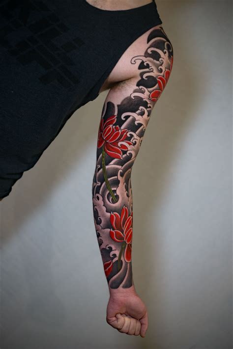 Japanese Lotus Sleeve | Japanese Water Tattoo | Japanese ...
