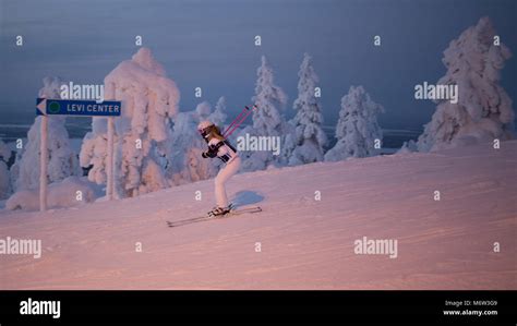 At Levi Ski Resort In Finland Stock Photo Alamy