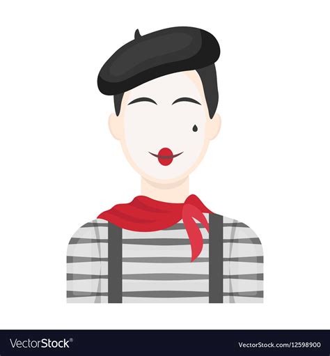 French Mime Icon In Cartoon Style Isolated On Vector Image