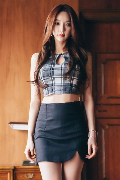 Park Soo Yeon Asian Lingerie Leather Skirt Goddess Mini Skirts