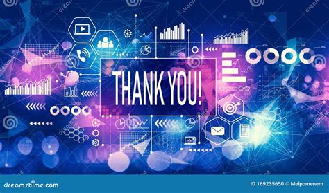 Thank You Message With Technology Light Background Stock Illustration