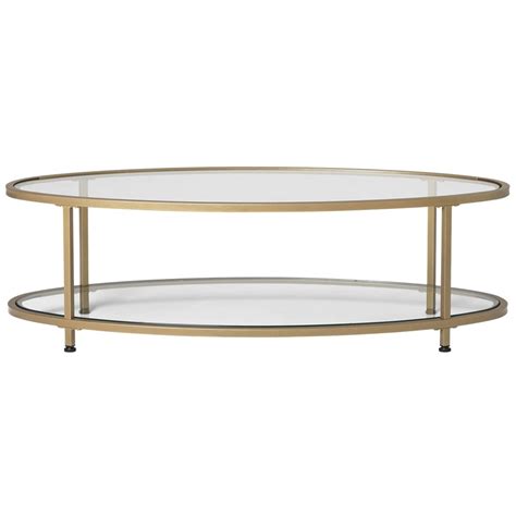 Studio Designs Camber Oval Modern Tempered Glass Coffee Table Clear