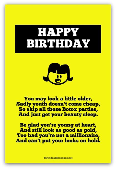 As you look for the best wish to send on this special occasion, find the happy 40th birthday messages with images that will make this the greatest day for any of your loved ones! Funny Birthday Poems - Funny Birthday Messages