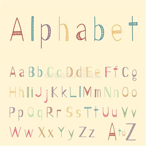 Cute Hand Drawn Vector Alphabet Colorful Decorative Letters In