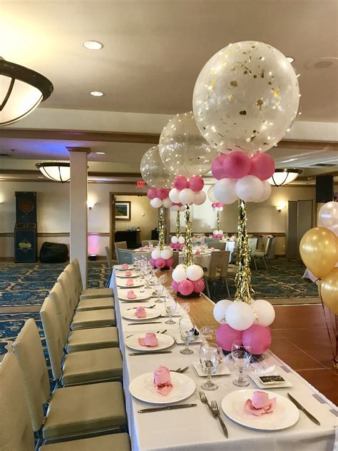 Jumbo Balloon Centerpieces Pink And Gold Party Ideas
